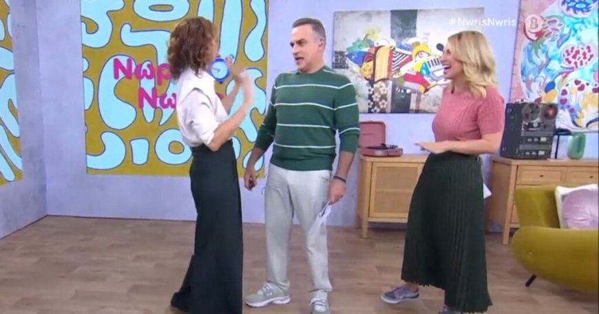 Κρατερός Κατσούλης – Μαρία Ηλιάκη «κόκκαλο» με το σχόλιο της καλεσμένης: «Θα κάνω είσοδο σε αυτό το στούντιο που είναι τόσο μικρό;»