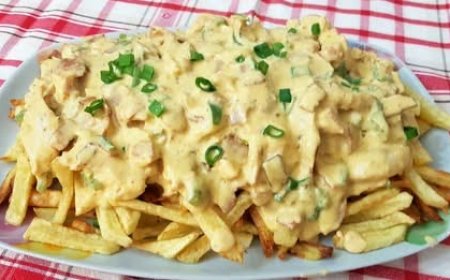 Πικάντικη σάλτσα κοτόπουλου με πατάτες τηγανιτές !!!!