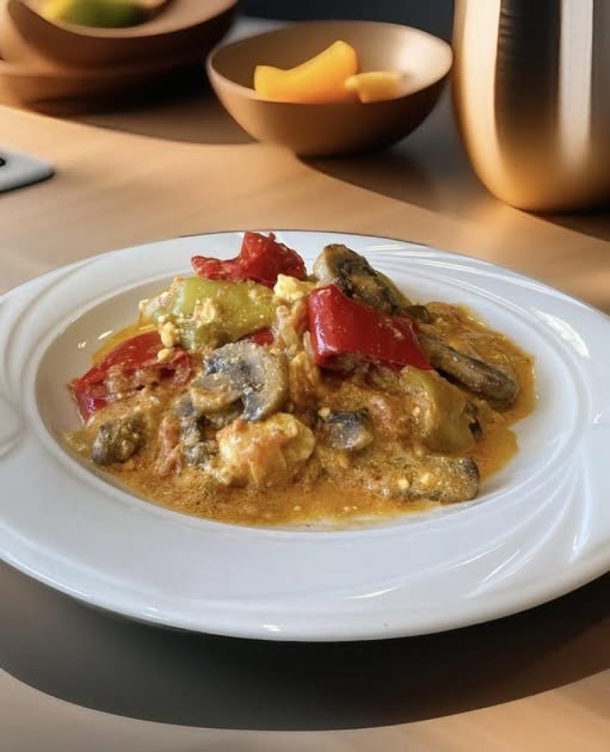 Λαδερό στην Κατσαρόλα | Πιπεριές, Μανιτάρια & Κρεμώδη Σάλτσα με Φέτα!!!