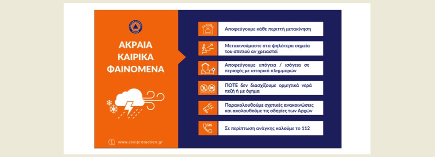 Προειδοποίηση Πολιτικής Προστασίας Περιφέρειας ΑΜ-Θ εν όψει επιδείνωσης του καιρού