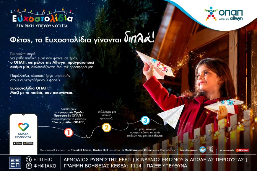 Μία ευχή γίνεται δύο εφέτος τα Χριστούγεννα με τα Ευχοστολίδια