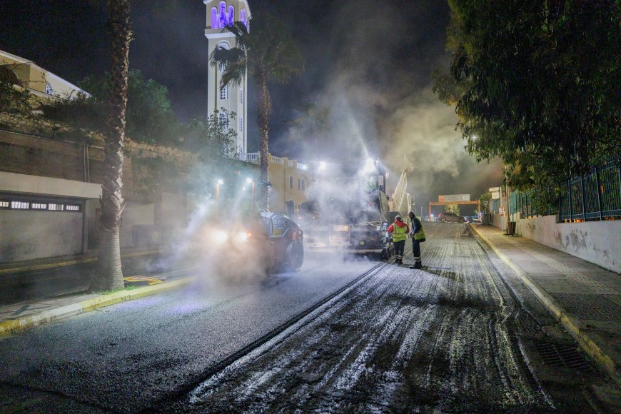 Ακτή Μιαούλη Πειραιά: Νυχτερινές εργασίες ασφαλτόστρωσης για ασφαλέστερους δρόμους